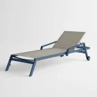 Lettino da Esterno in Alluminio con Ruote e Braccioli Design Moderno- Carmine Viadurini