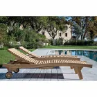 Lettino da Esterno in Teak Naturale – Yggdrasil Viadurini
