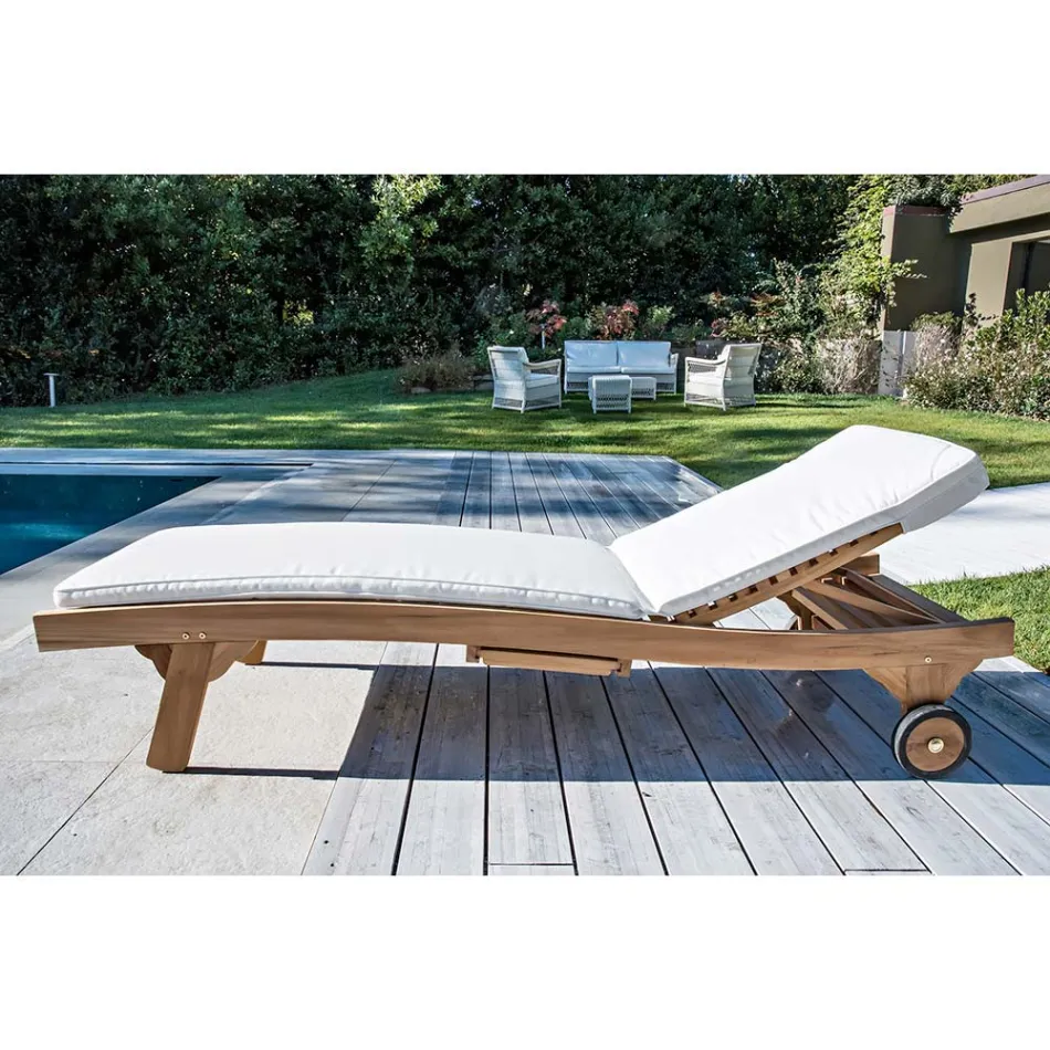 Lettino da Esterno in Teak Naturale – Yggdrasil Viadurini