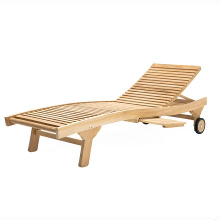 Lettino da Esterno in Teak Naturale – Yggdrasil Viadurini
