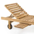 Lettino da Giardino in Legno di Teak Naturale – Yggdrasil Viadurini