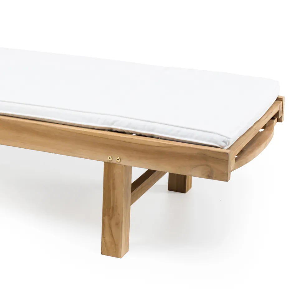 Lettino da Giardino in Legno di Teak Naturale – Yggdrasil Viadurini