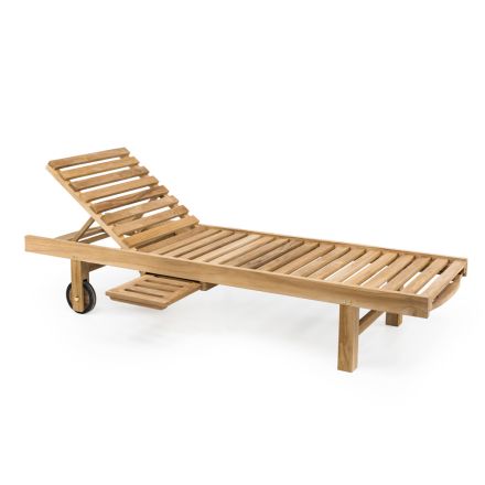 Lettino da Giardino in Legno di Teak Naturale – Yggdrasil Viadurini