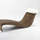 Lettino da Giardino in Polyrattan con Cuscino Poggiatesta – Viserys Viadurini