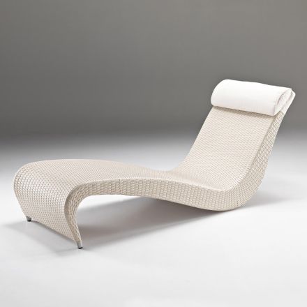 Lettino da Giardino in Polyrattan con Cuscino Poggiatesta – Viserys Viadurini