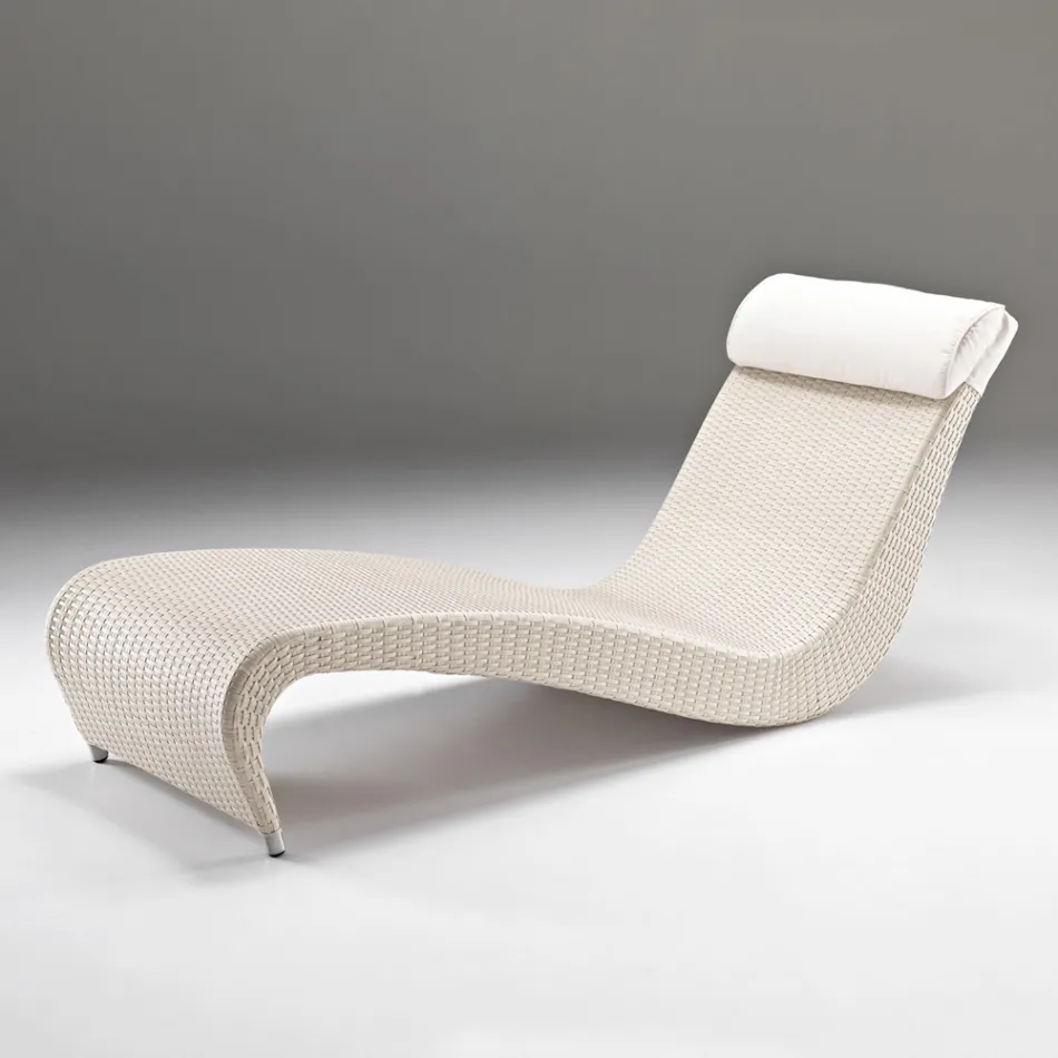 Lettino da Giardino in Polyrattan con Cuscino Poggiatesta – Viserys Viadurini