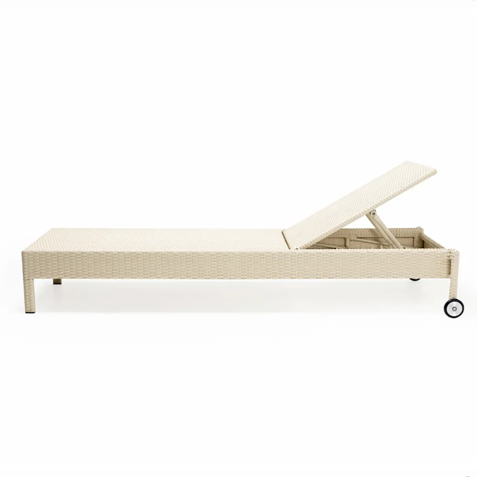 Lettino da Giardino in Polyrattan con Ruote – Sunbathe Viadurini