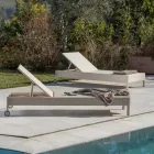 Lettino da Giardino in Polyrattan con Ruote – Sunbathe Viadurini