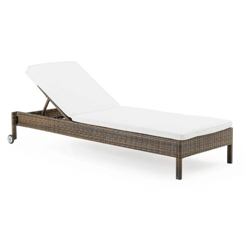 Lettino da Giardino in Polyrattan con Ruote – Sunbathe Viadurini