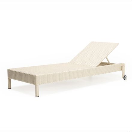 Lettino da Giardino in Polyrattan con Ruote – Sunbathe Viadurini