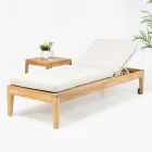 Lettino da Giardino in Teak e Intreccio in Corda - Jhon Viadurini