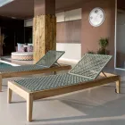 Lettino da Giardino in Teak e Intreccio in Corda - Jhon Viadurini
