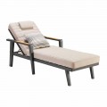 Lettino Prendisole in Alluminio e Braccioli in Teak con Poggiatesta - Moira