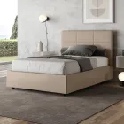 Letto 120x200 cm con Testata a Rettangoli in Similpelle Made in Italy - Brina Viadurini
