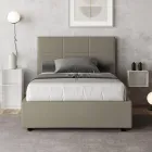Letto 120x200 cm con Testata a Rettangoli in Similpelle Made in Italy - Brina Viadurini