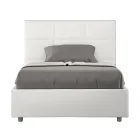 Letto 120x200 cm con Testata a Rettangoli in Similpelle Made in Italy - Brina Viadurini