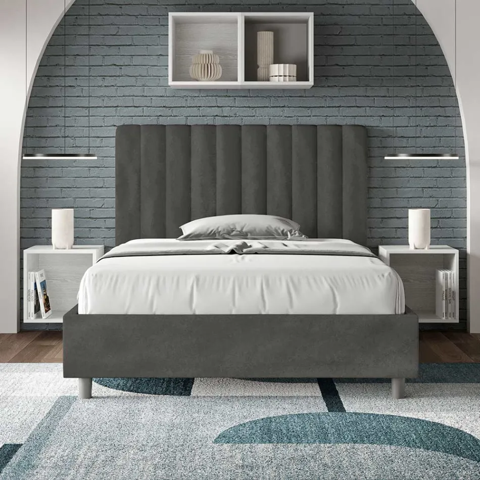 Letto 120x200 cm Microfibra con Linee Verticali Simmetriche Made in Italy - Guanto Viadurini