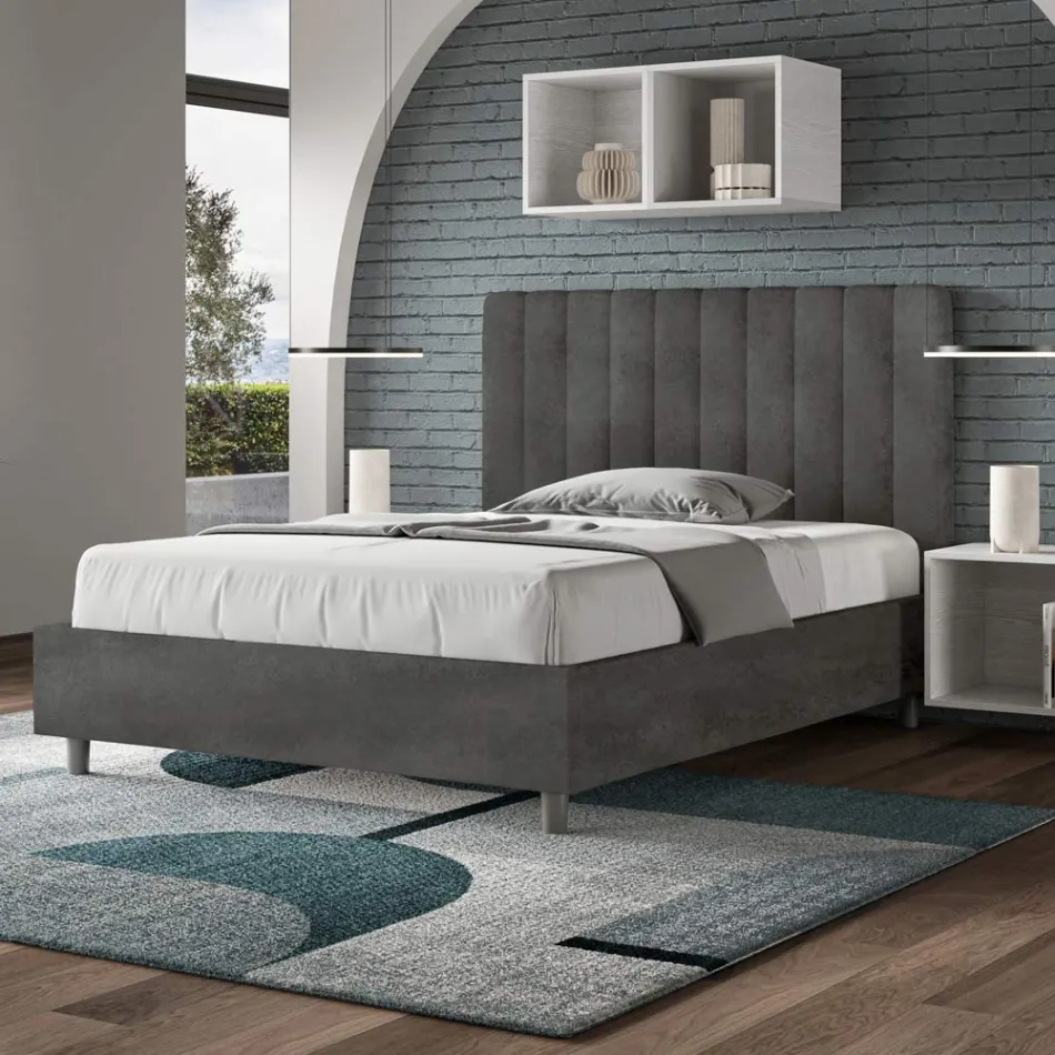 Letto 120x200 cm Microfibra con Linee Verticali Simmetriche Made in Italy - Guanto Viadurini