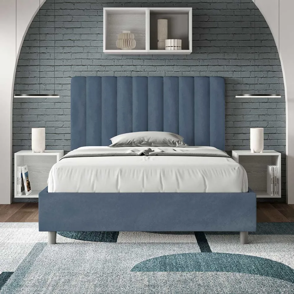 Letto 120x200 cm Microfibra con Linee Verticali Simmetriche Made in Italy - Guanto Viadurini