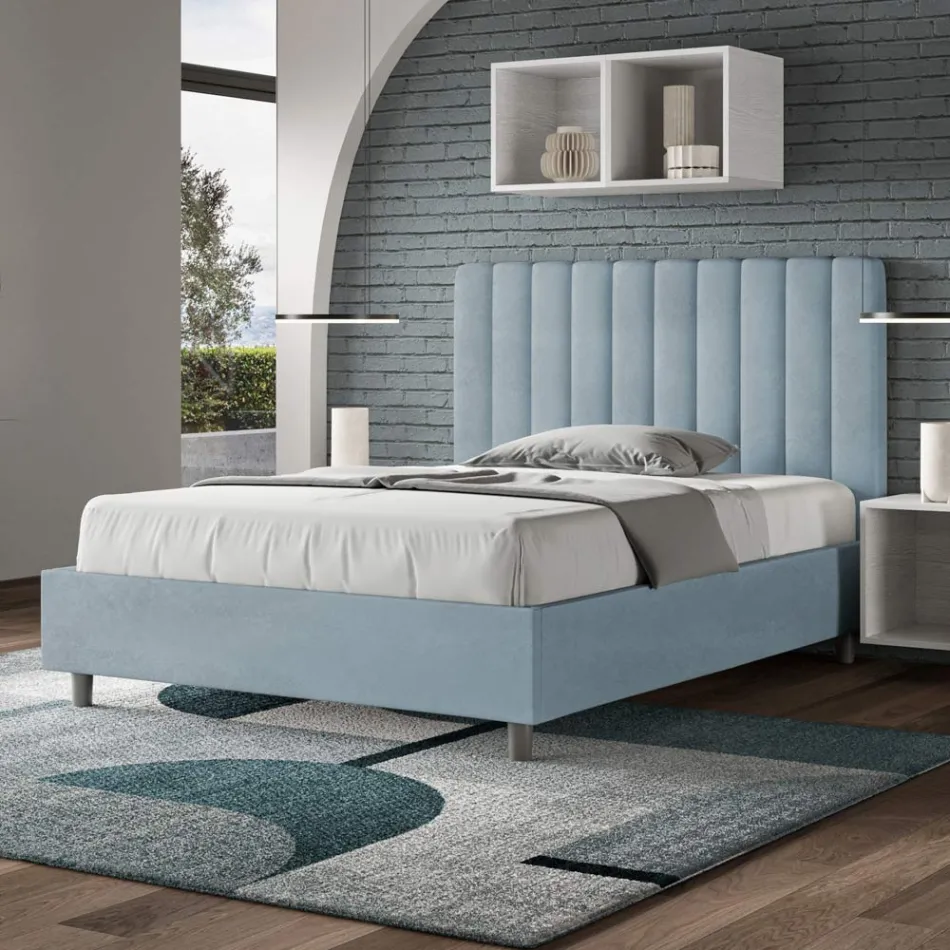 Letto 120x200 cm Microfibra con Linee Verticali Simmetriche Made in Italy - Guanto Viadurini