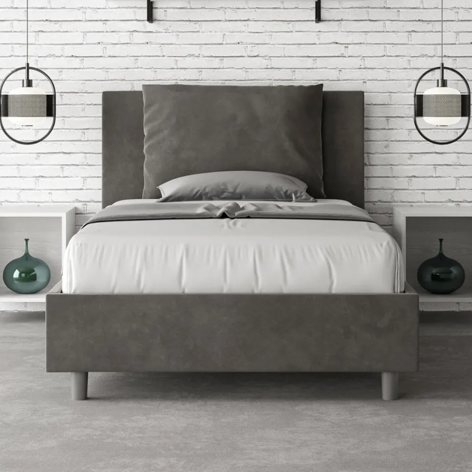 Letto 120x200 cm Testata con Cuscinatura in Microfibra Made in Italy - Olimpiadi Viadurini