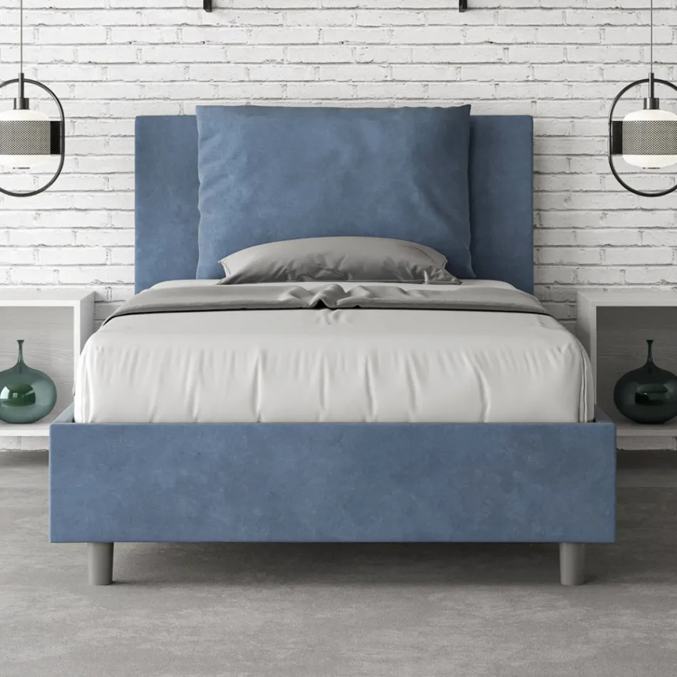 Letto 120x200 cm Testata con Cuscinatura in Microfibra Made in Italy - Olimpiadi Viadurini