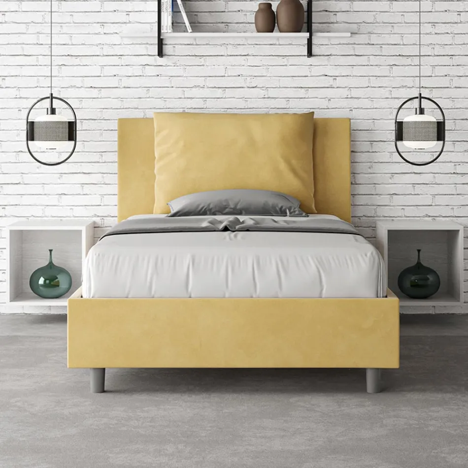 Letto 120x200 cm Testata con Cuscinatura in Microfibra Made in Italy - Olimpiadi Viadurini