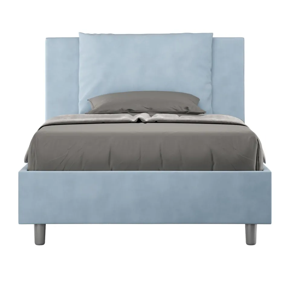 Letto 120x200 cm Testata con Cuscinatura in Microfibra Made in Italy - Olimpiadi Viadurini