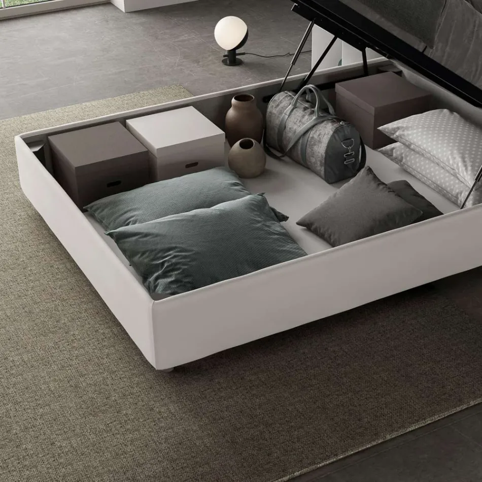 Letto 120x200 cm Testata con Cuscinatura in Similpelle Made in Italy - Olimpiadi Viadurini
