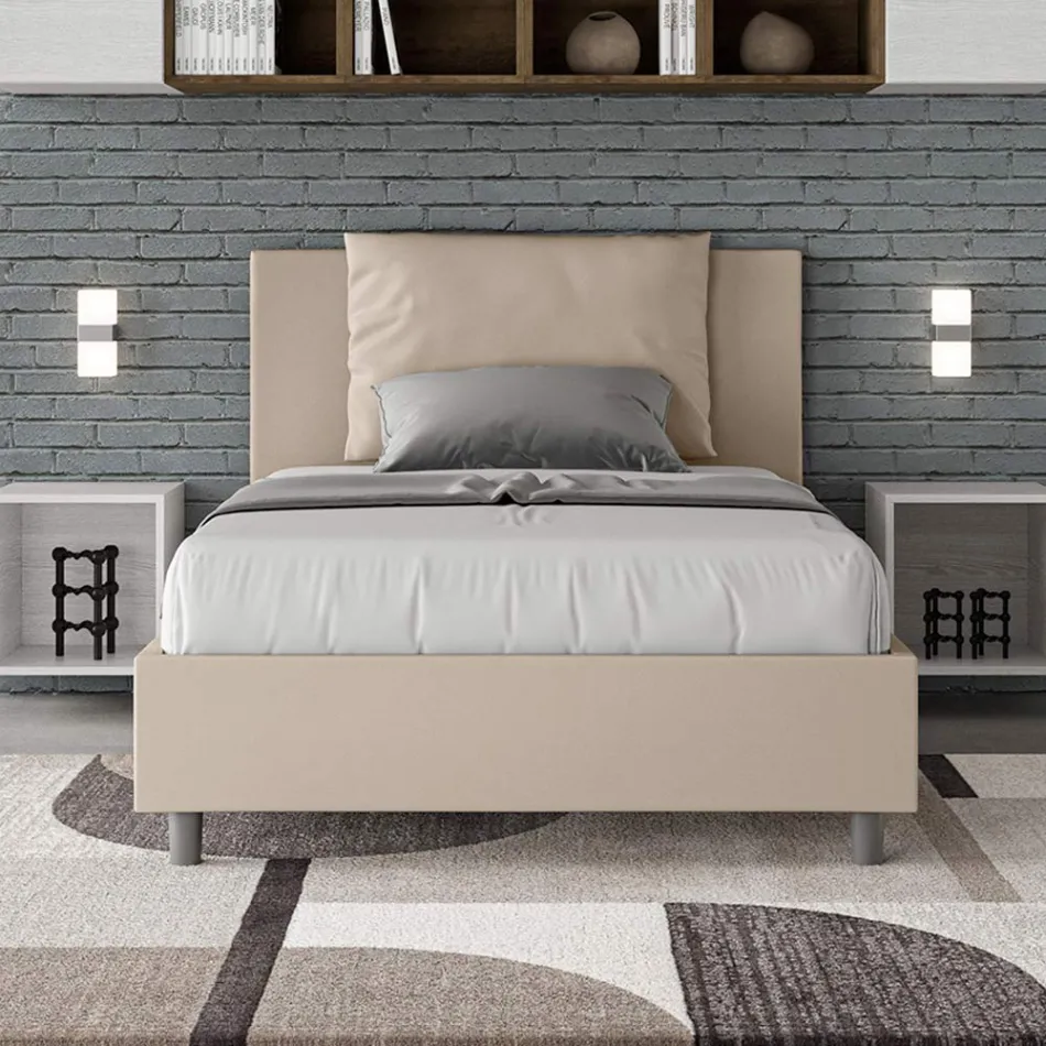 Letto 120x200 cm Testata con Cuscinatura in Similpelle Made in Italy - Olimpiadi Viadurini