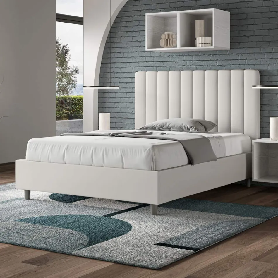 Letto 120x200 cm Testata con Linee Verticali Simmetriche Made in Italy - Guanto Viadurini