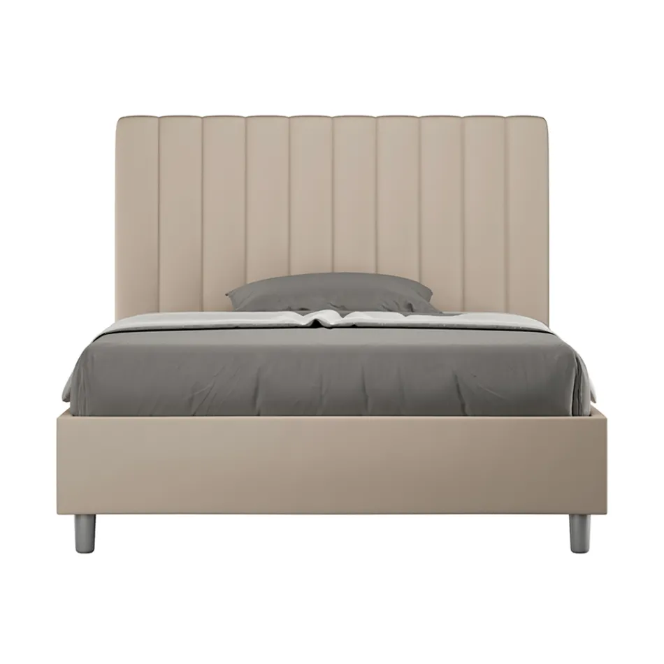 Letto 120x200 cm Testata con Linee Verticali Simmetriche Made in Italy - Guanto Viadurini