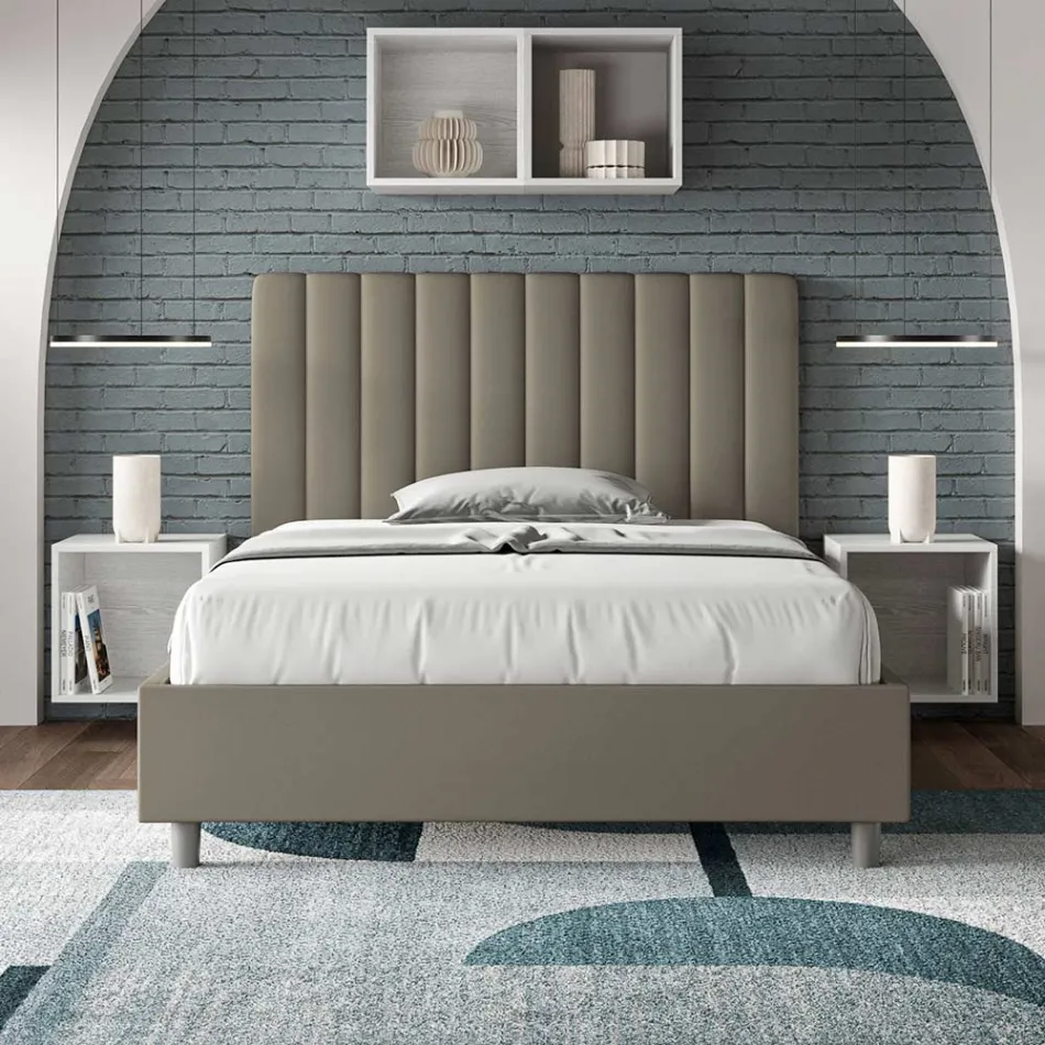 Letto 120x200 cm Testata con Linee Verticali Simmetriche Made in Italy - Guanto Viadurini