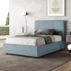 Letto 140x200 cm con Testata a Rettangoli in Microfibra Made in Italy - Brina Viadurini