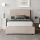 Letto 140x200 cm con Testata a Rettangoli in Microfibra Made in Italy - Brina Viadurini