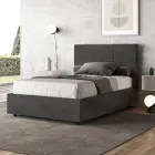 Letto 140x200 cm con Testata a Rettangoli in Microfibra Made in Italy - Brina Viadurini