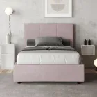 Letto 140x200 cm con Testata a Rettangoli in Microfibra Made in Italy - Brina Viadurini