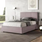 Letto 140x200 cm con Testata a Rettangoli in Microfibra Made in Italy - Brina Viadurini