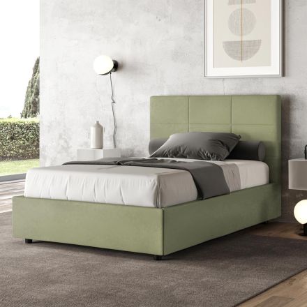 Letto 140x200 cm con Testata a Rettangoli in Microfibra Made in Italy - Brina Viadurini