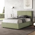 Letto 140x200 cm con Testata a Rettangoli in Microfibra Made in Italy - Brina