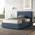 Letto 140x200 cm con Testata a Rettangoli in Microfibra Made in Italy - Brina Viadurini