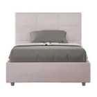 Letto 140x200 cm con Testata a Rettangoli in Microfibra Made in Italy - Brina Viadurini