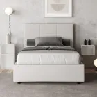 Letto 140x200 cm con Testata a Rettangoli in Similpelle Made in Italy - Brina Viadurini