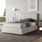 Letto 140x200 cm con Testata a Rettangoli in Similpelle Made in Italy - Brina Viadurini