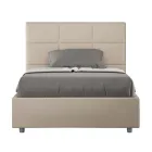 Letto 140x200 cm con Testata a Rettangoli in Similpelle Made in Italy - Brina Viadurini
