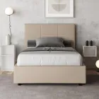 Letto 140x200 cm con Testata a Rettangoli in Similpelle Made in Italy - Brina Viadurini