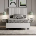 Letto 140x200 cm con Testata Decorata con Linee Verticali Made in Italy - Pattini Viadurini