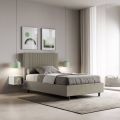 Letto 140x200 cm con Testata Decorata con Linee Verticali Made in Italy - Pattini