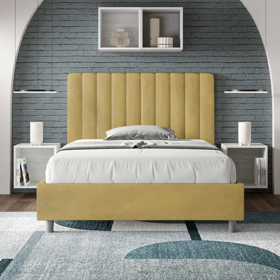 Letto 140x200 cm Microfibra con Linee Verticali Simmetriche Made in Italy - Guanto Viadurini