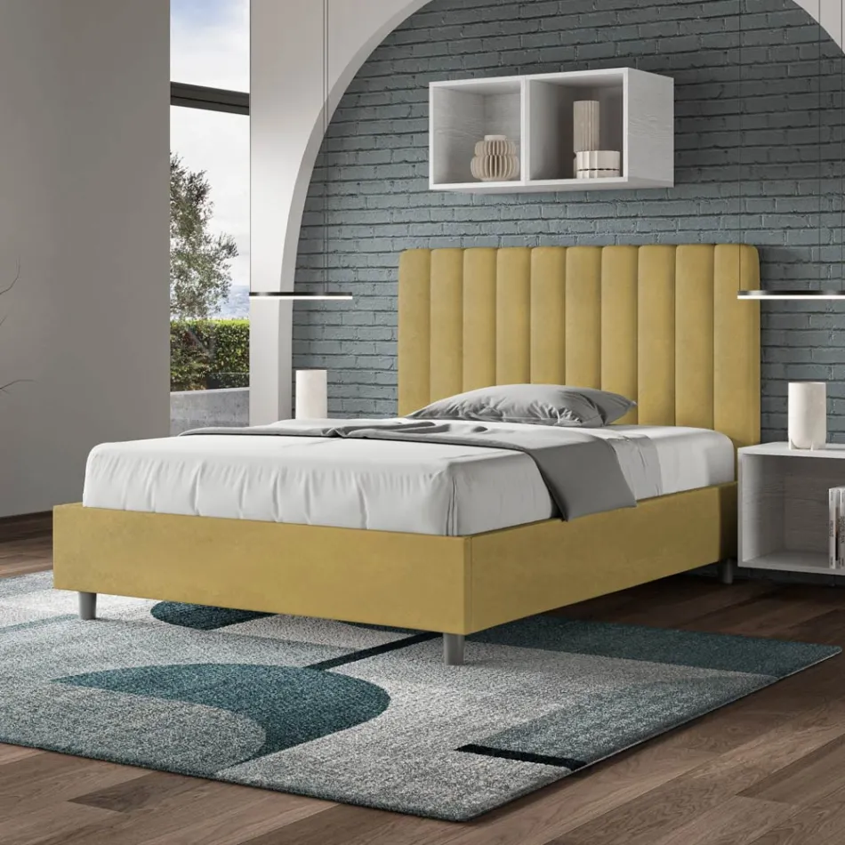 Letto 140x200 cm Microfibra con Linee Verticali Simmetriche Made in Italy - Guanto Viadurini